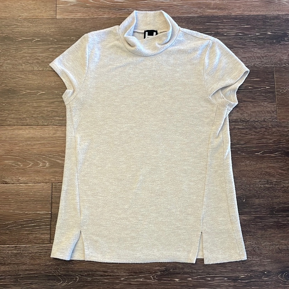 Mock-neck short sleeve sweater shirt in cream by Bordeaux